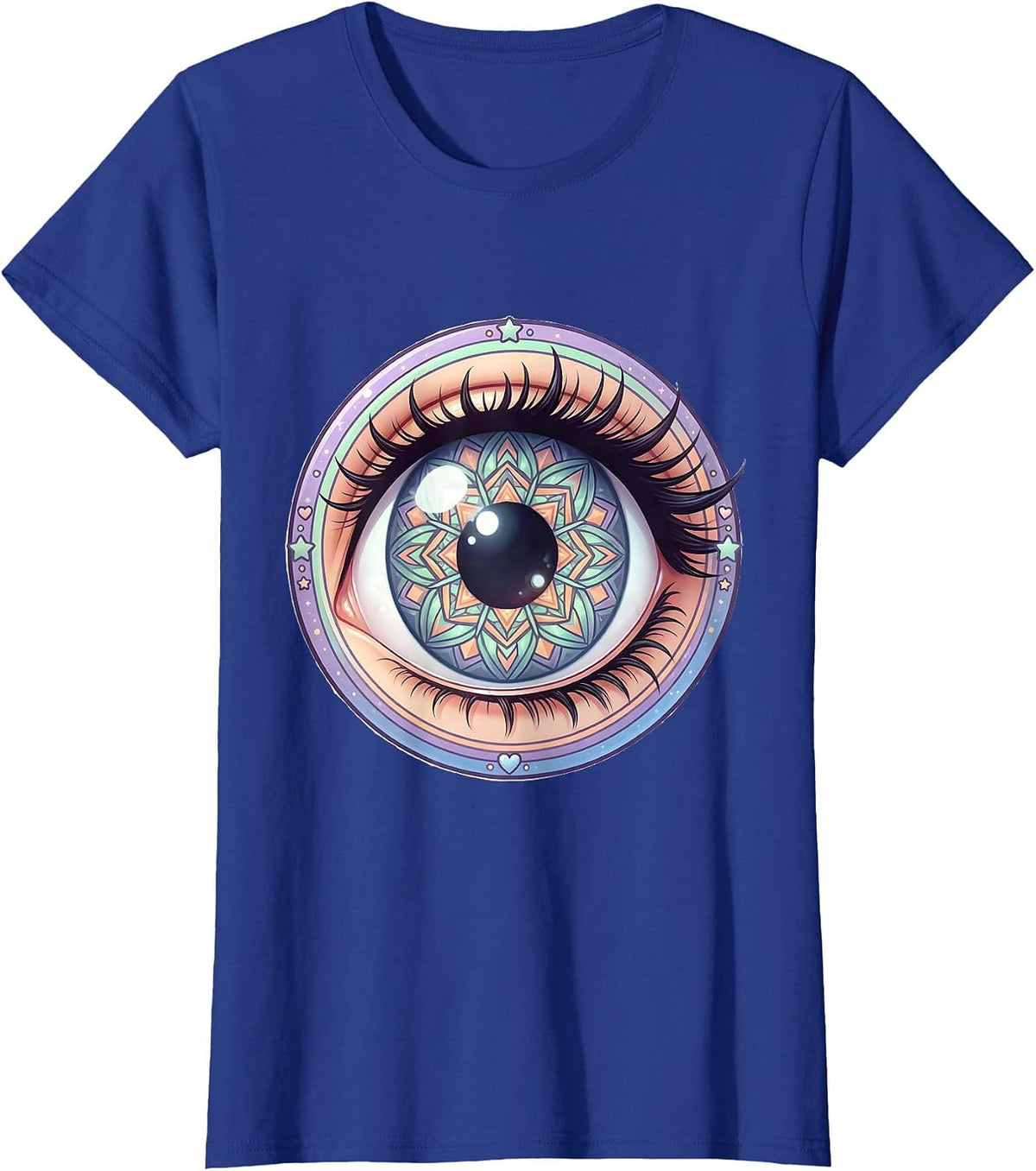 Women's Autism Kaleidoscope Eye Geometric Iris Design T-Shirt - Royal Blue