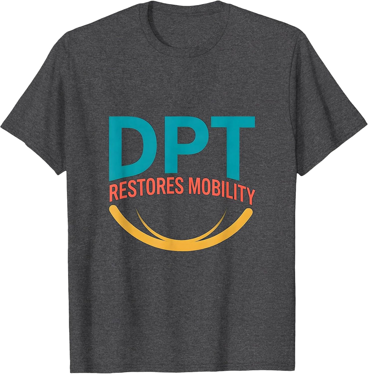 Men's DPT Restores Mobility Flat Vector Physical Therapist T-Shirt - Dark Heather Grey