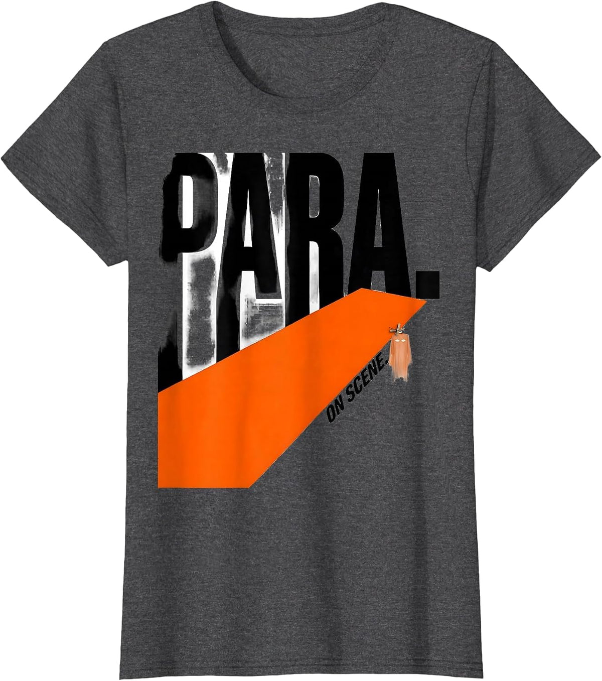 Women's Para On Scene Brutalist Graphic Halloween Para Teacher Gift T-Shirt - Dark Heather Grey