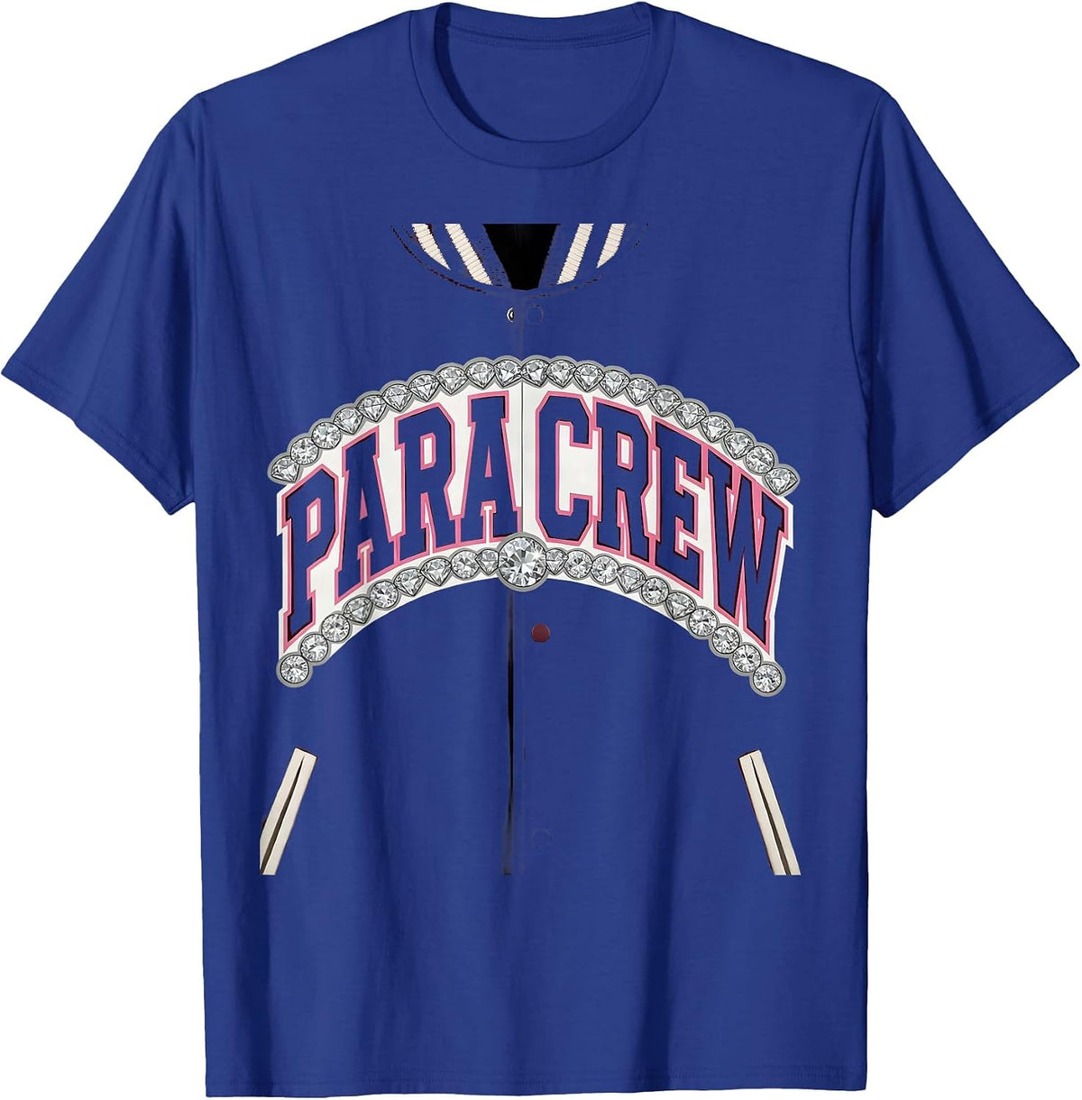 Men's Para Crew Sparkle Varsity Teacher Aide Appreciation Back T-Shirt - Royal Blue