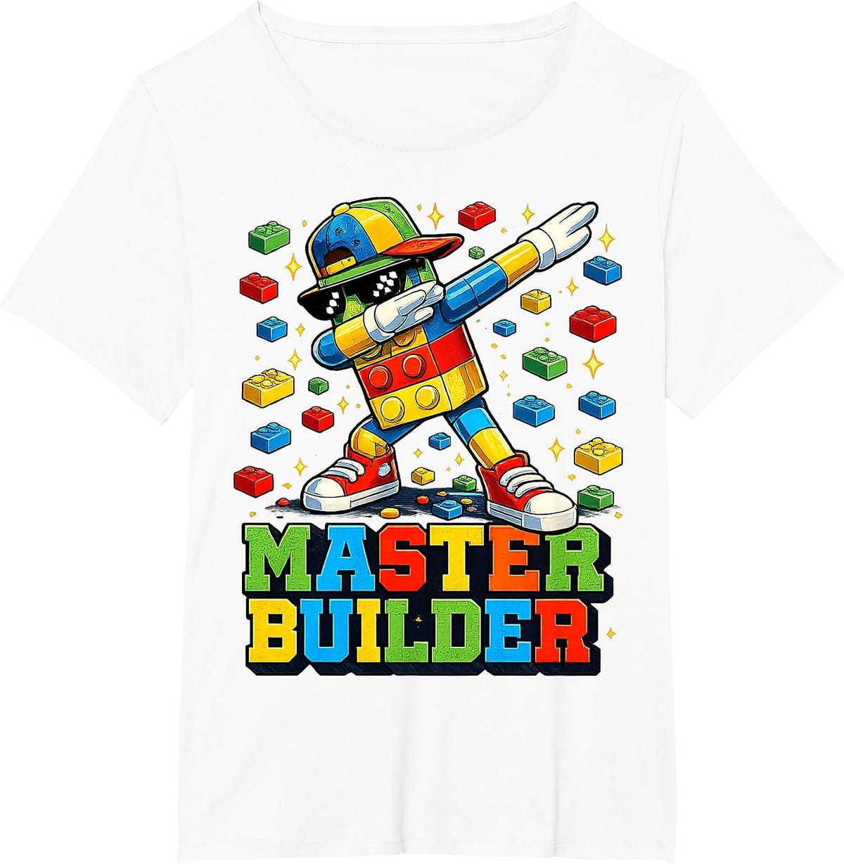Dabbing Block Brick Building Master Builder for Men Boy Kid T-Shirt - White