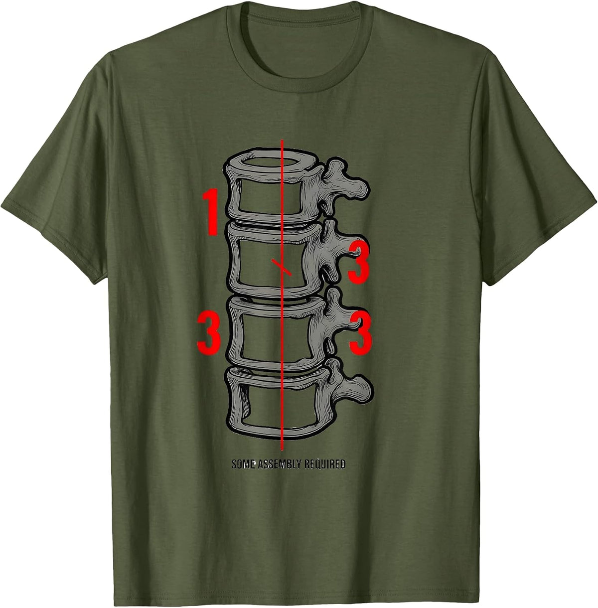 Some Assembly Required Funny Chiropractor Physical Therapy T-Shirt - Olive Green