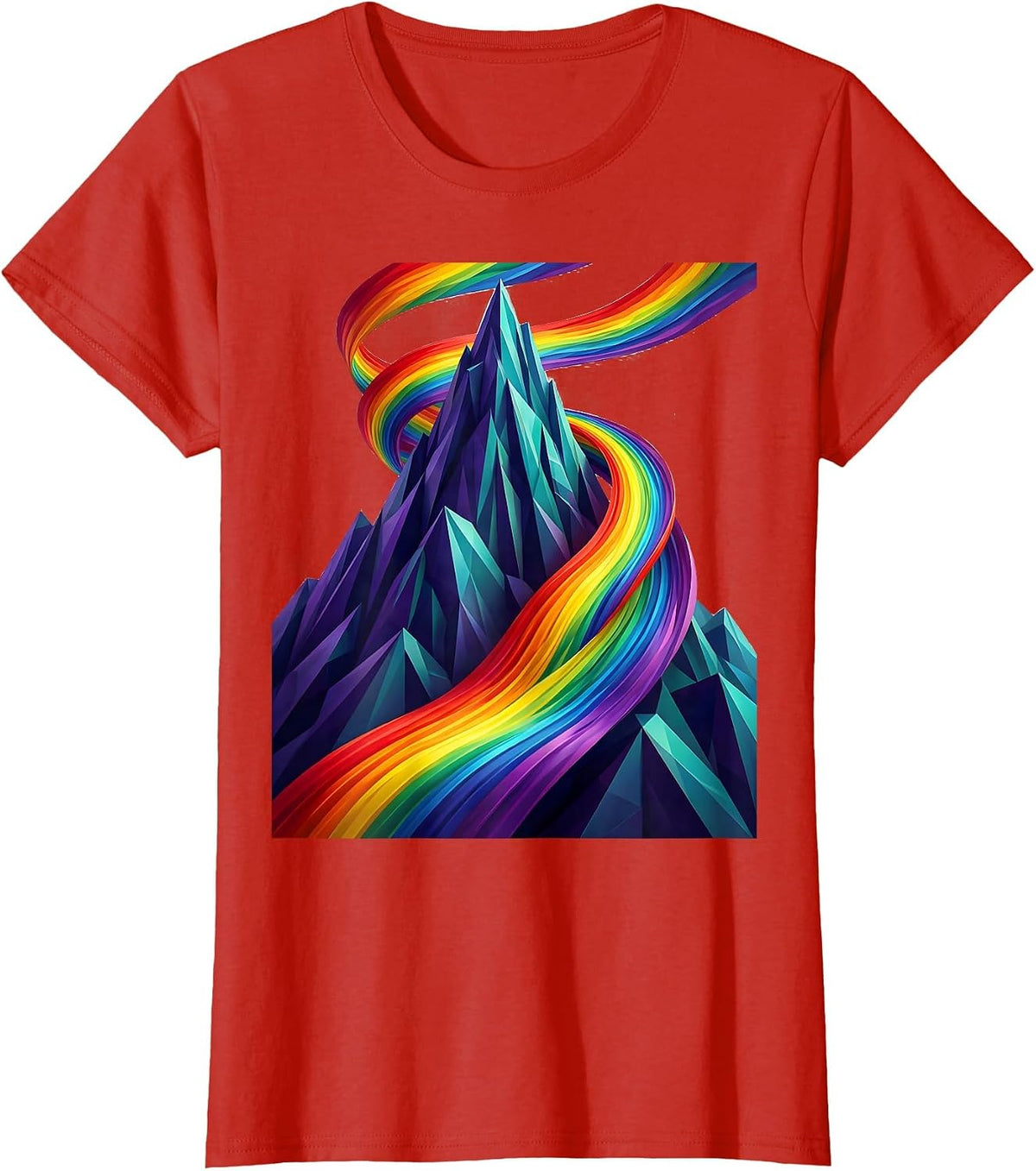 Autism Awareness Mountain Peak Ribbon Colors T-Shirt - Red
