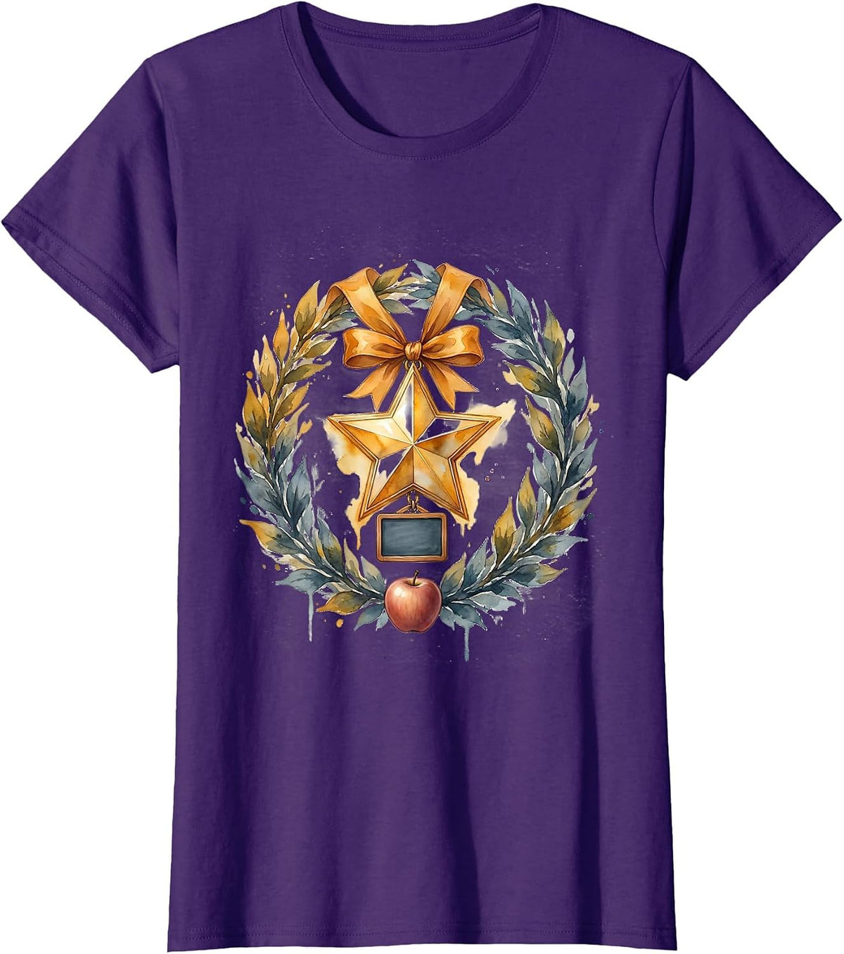 Women's Special Education Teacher Star Medal Chalkboard Gift T-Shirt - Purple