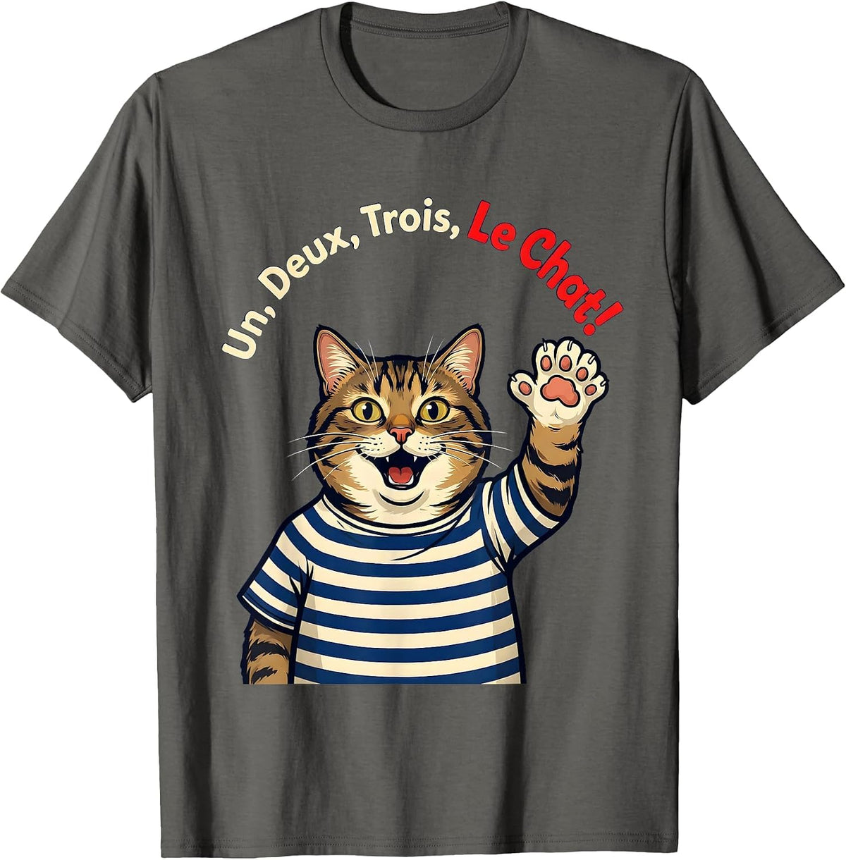Un, Deux, Trois, Le Chat! Funny French Cat Francophile Gift T-Shirt - Asphalt Grey