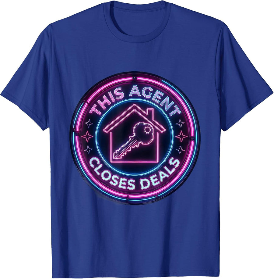 This Agent Closes Deals Bold Real Estate Badge T-Shirt - Royal Blue