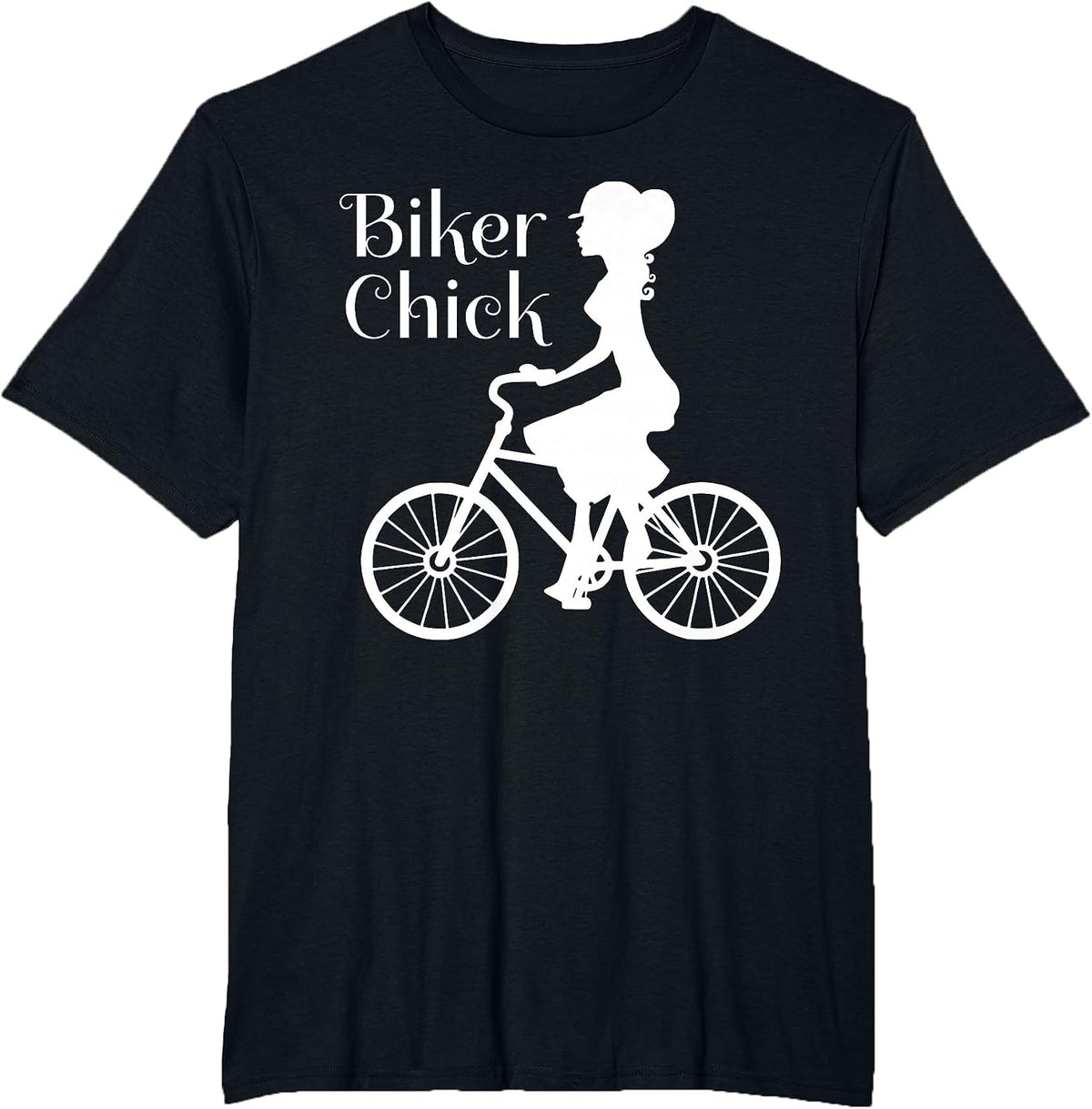 Comical Vintage Bike Biker Chick On Bicycle Quote Meme T-Shirt - Black