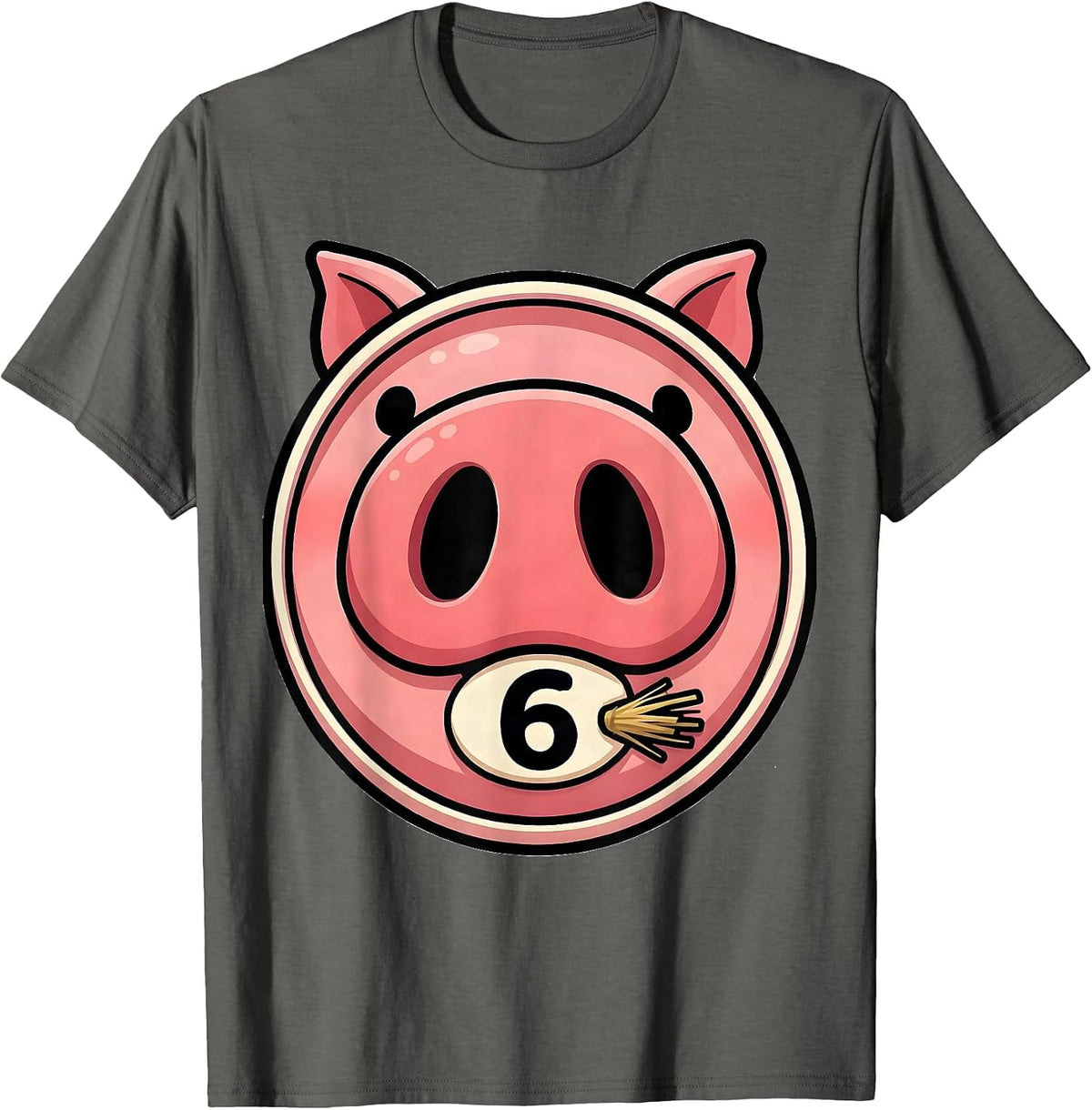6 Funny Pig Lover Halloween Costume Humor Novelty T-Shirt - Asphalt Grey