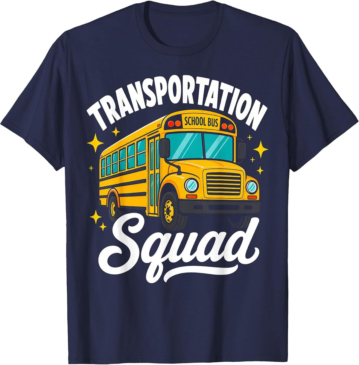 Transportation Squad School Bus Driver Crew Profession T-Shirt - Navy Blue