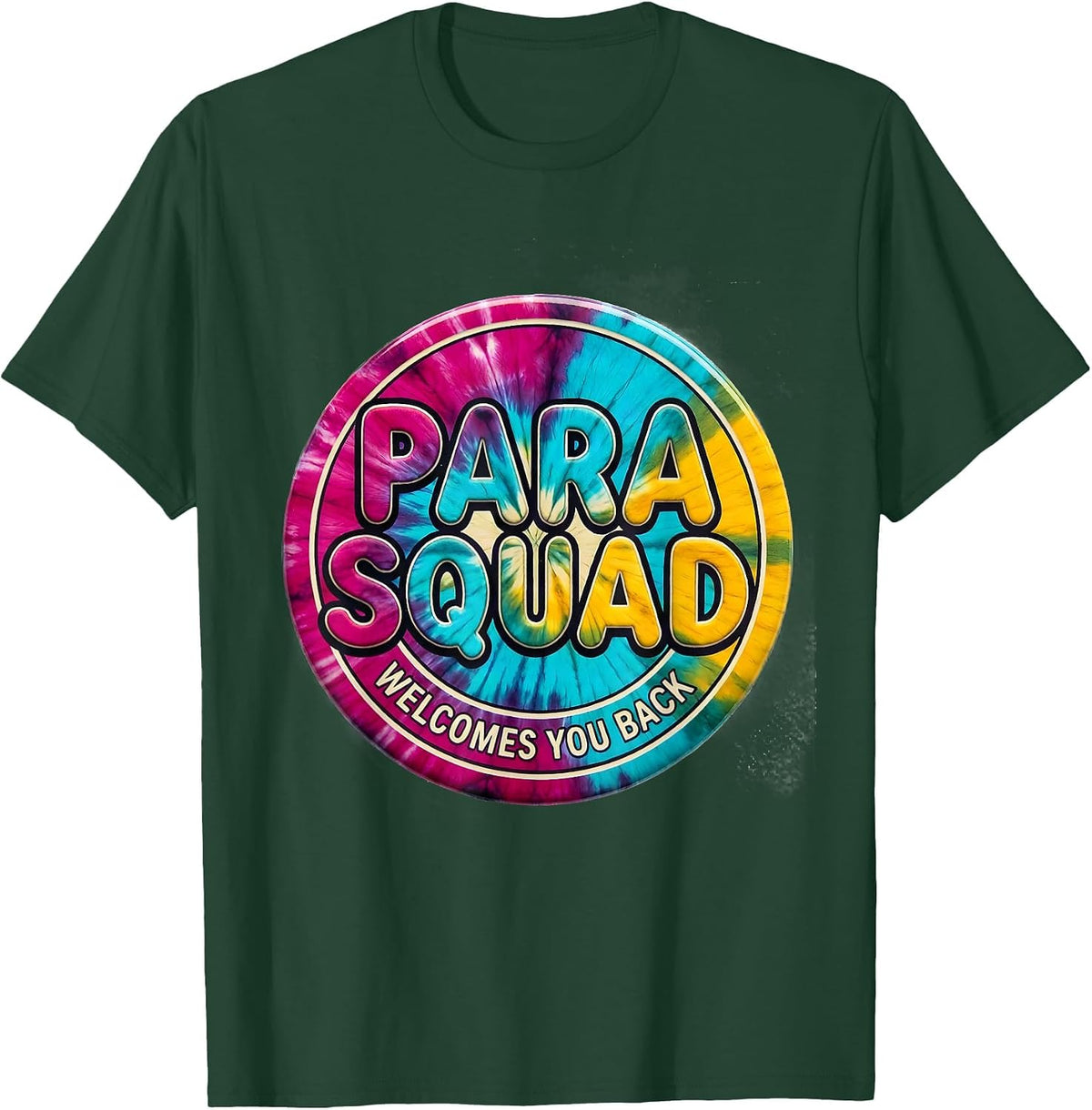 Men's Para Squad Welcomes You Back Tie Dye Back To School T-Shirt - Dark Green
