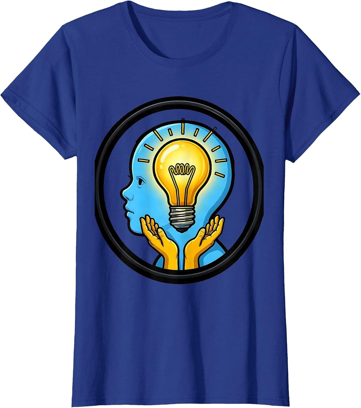 Women's Sped Teacher Glowing Lightbulb Mind Graphic T-Shirt - Royal Blue