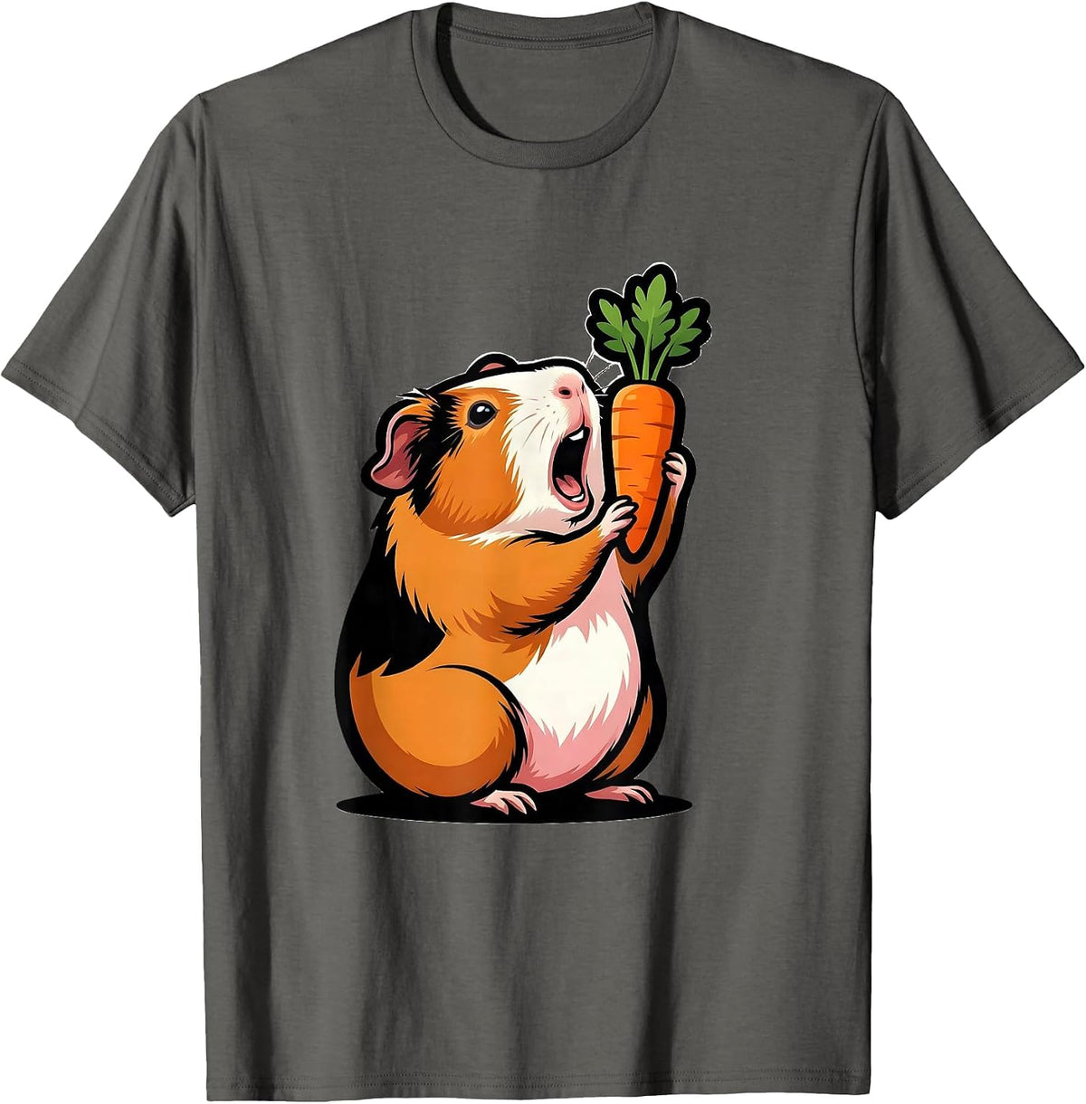 Men's Tailless Rosette Guinea Pig Pet Lover Mascot Logo T-Shirt - Asphalt Grey