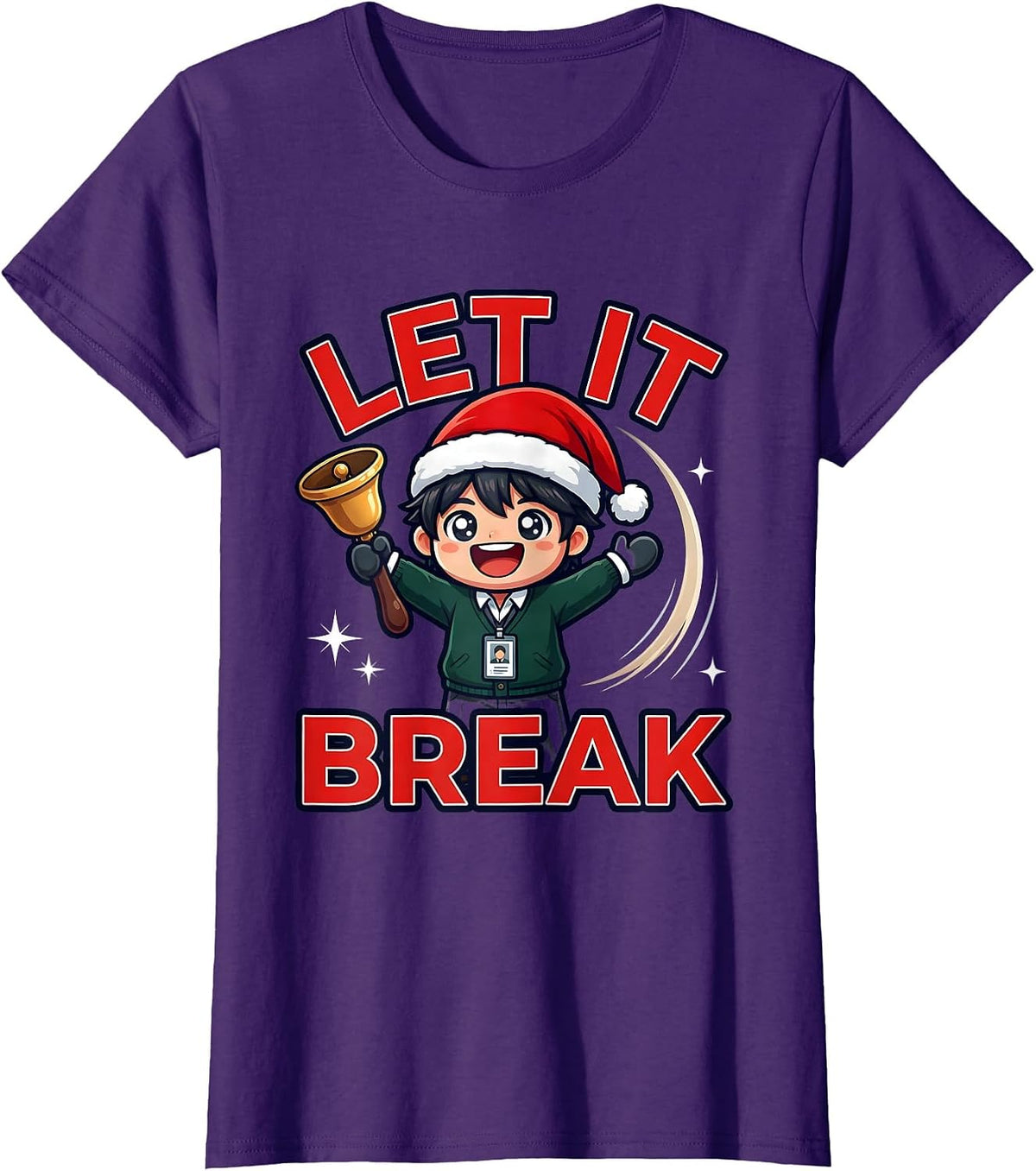 Women's LET IT BREAK Funny Teacher Christmas Break Countdown T-Shirt - Purple