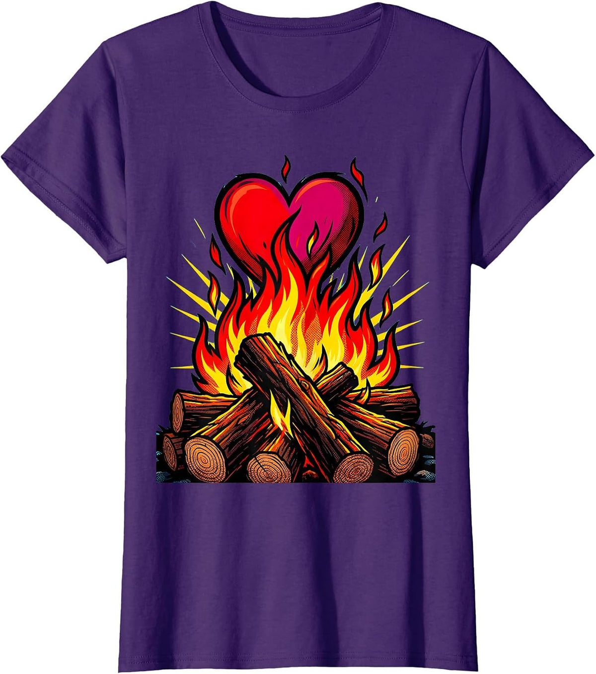 Women's Campfire Heart Flame I Love My Girlfriend Tee T-Shirt - Purple
