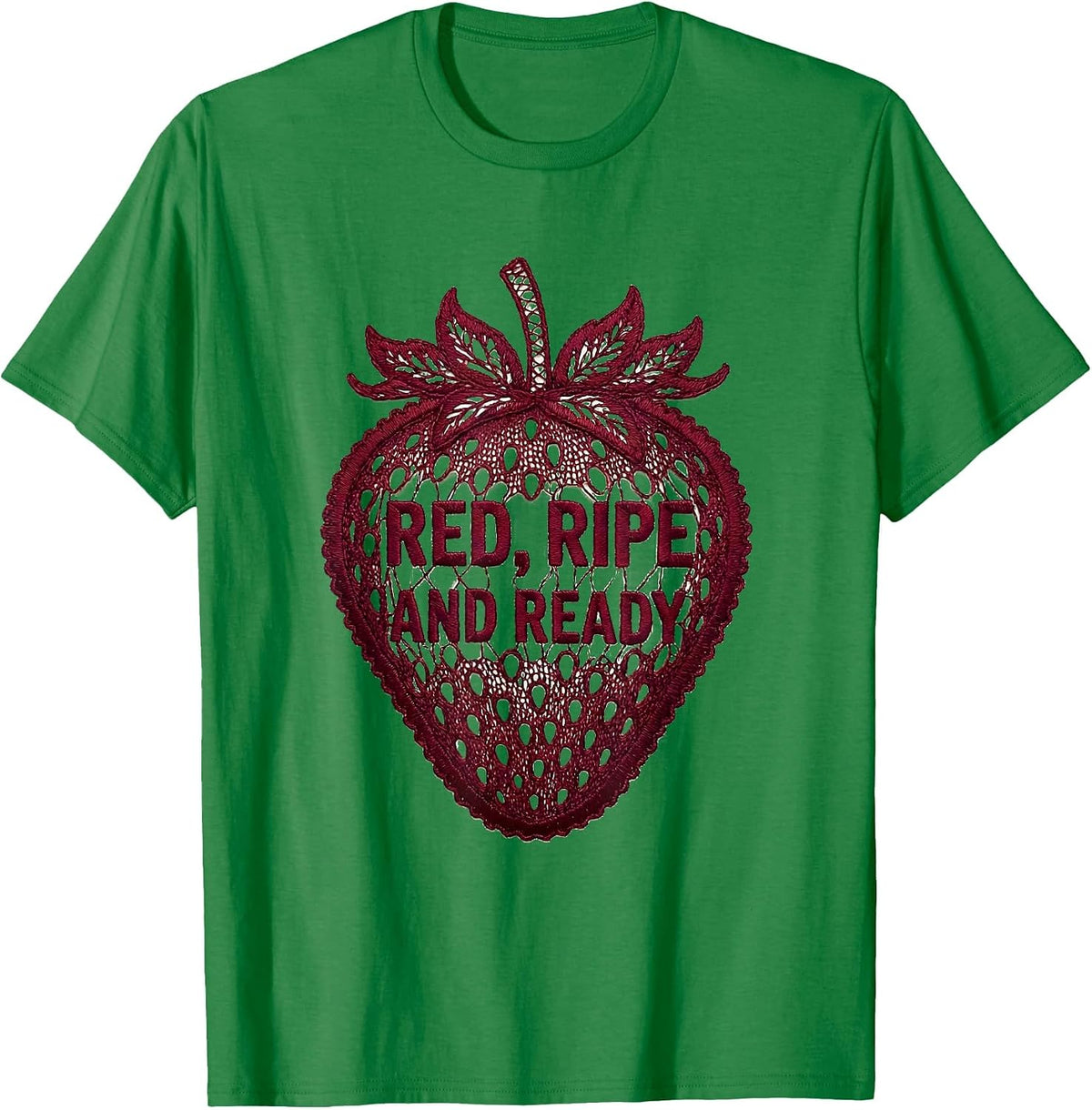 Men's Red Ripe and Ready Strawberry Graphic Design T-Shirt - Kelly Green