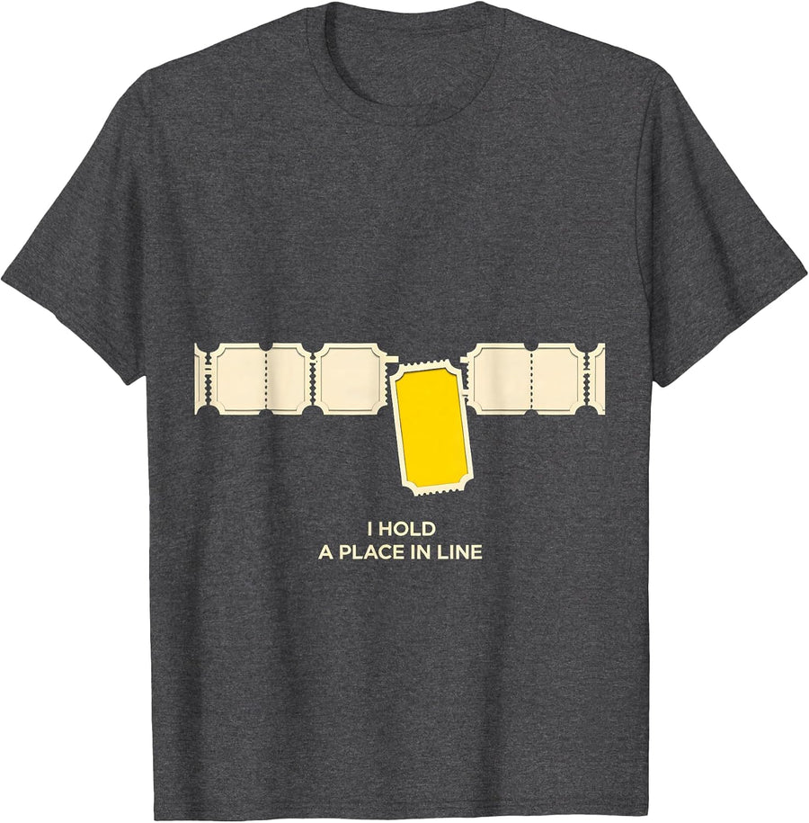 Men's I Hold A Place In Line Stencil Sped Teacher Halloween T-Shirt - Dark Heather Grey