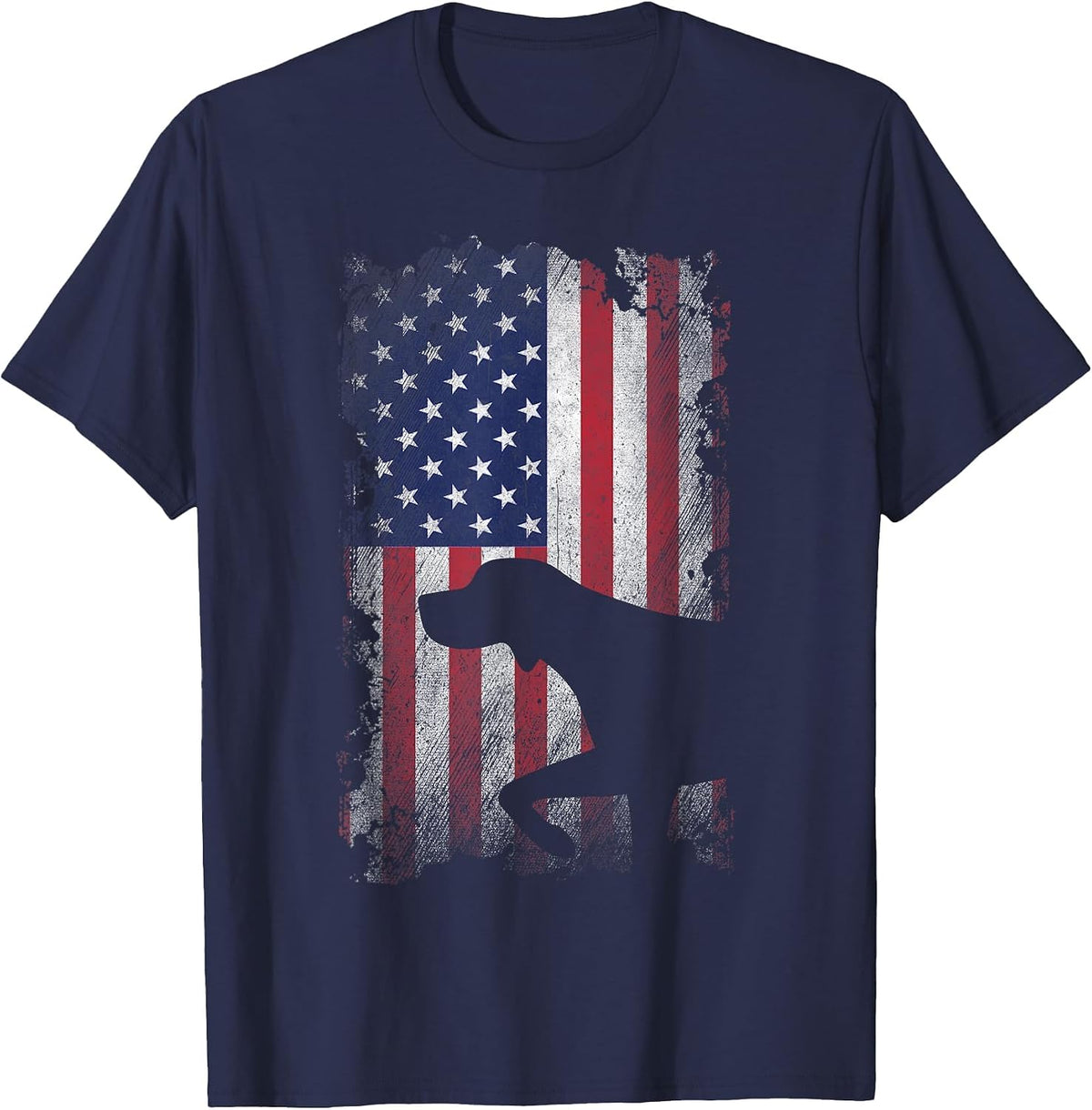 Patriotic German Shorthaired Pointer American Flag GSP Dog T-Shirt - Navy Blue
