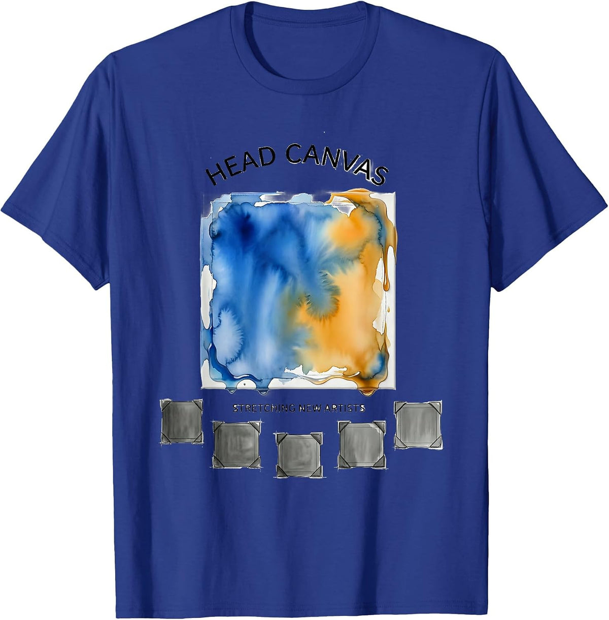 Men's Head Canvas Stretching New Artists Watercolor Art Teacher T-Shirt - Royal Blue