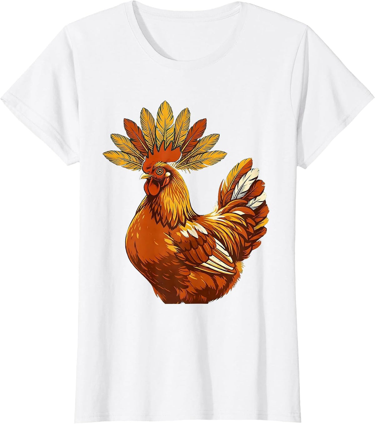 Crowned Hen Royalty Chicken Art Design T-Shirt - White