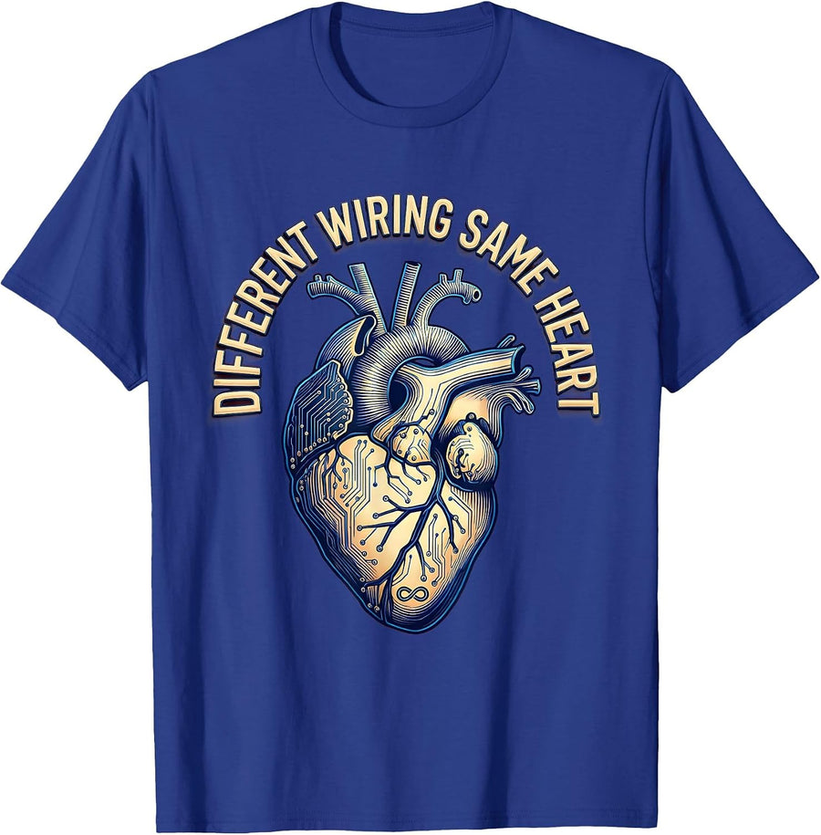 Different Wiring Same Heart Autism Awareness Design T-Shirt - Royal Blue