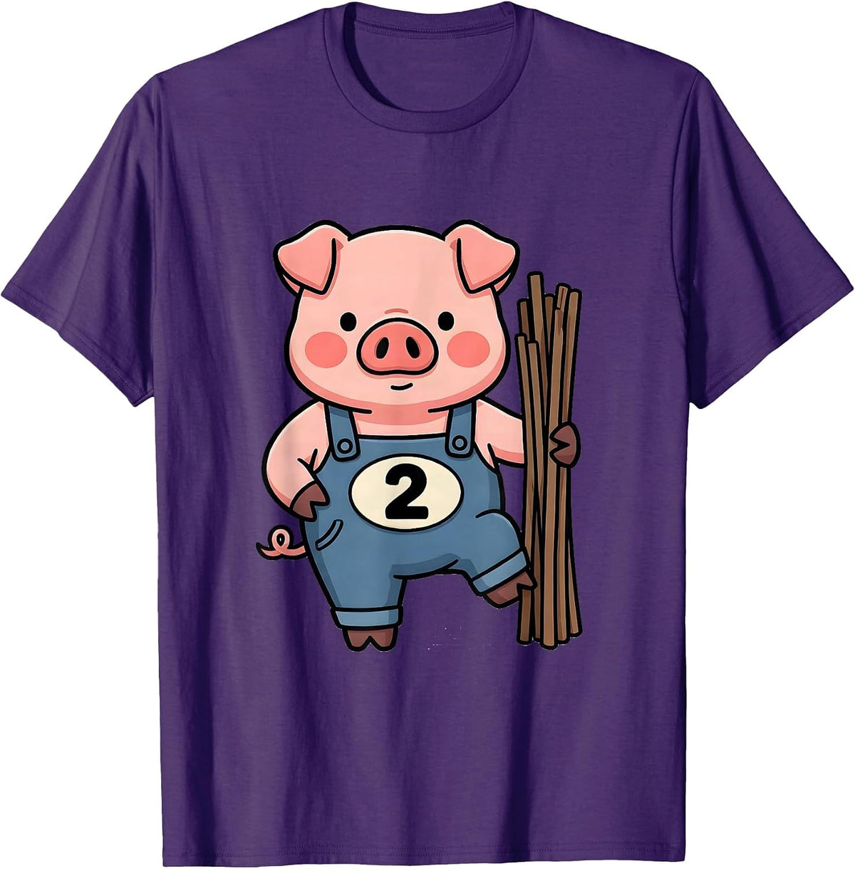 2 Cute Kawaii Pig Lover Halloween Costume Humor T-Shirt - Purple