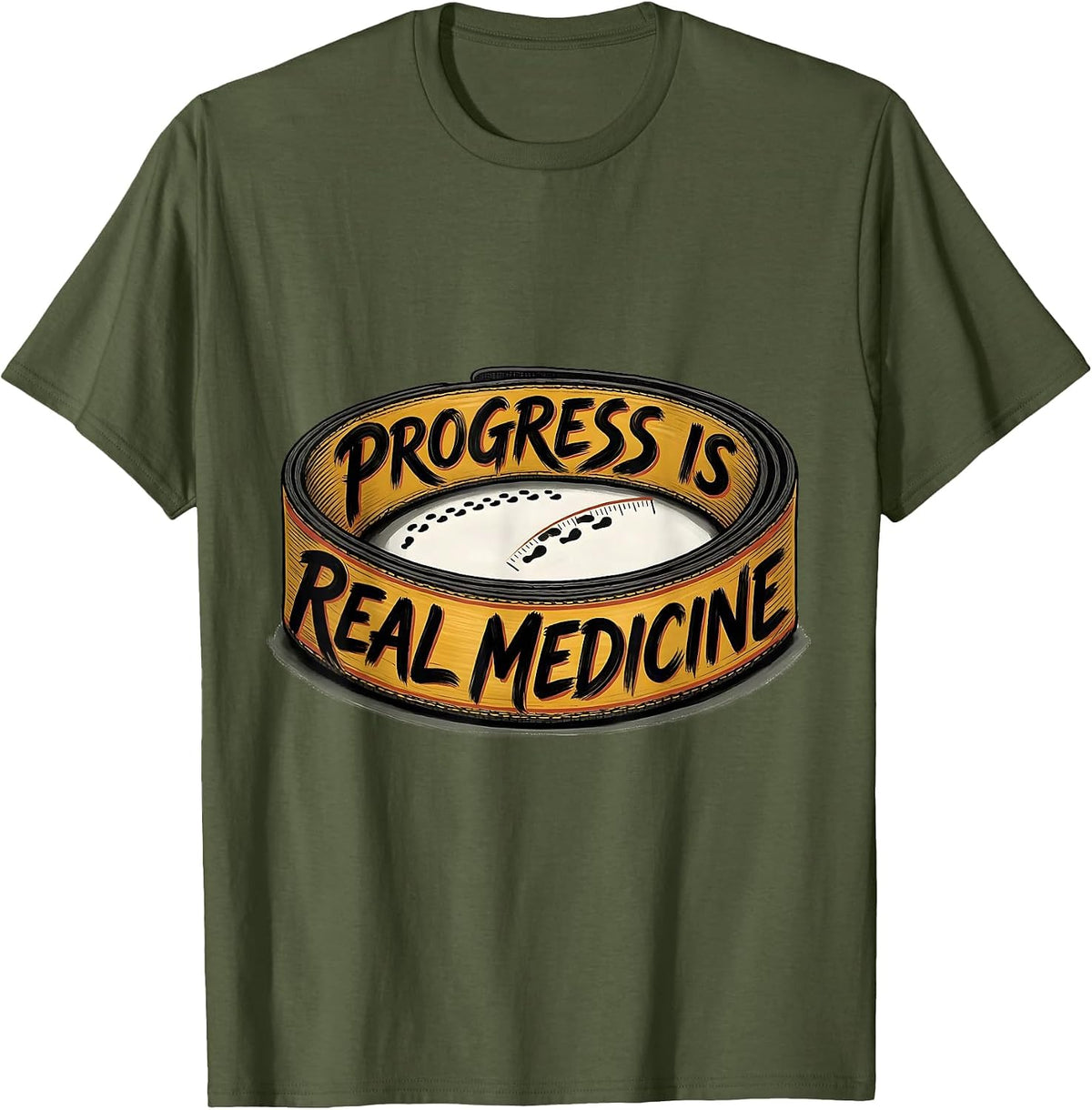 Men's Progress Is Real Medicine Physical Therapy PT Student Gift T-Shirt - Olive Green
