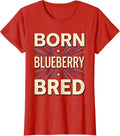 Women's Born Blueberry Bred Red White and Blueberries Design T-Shirt - Red