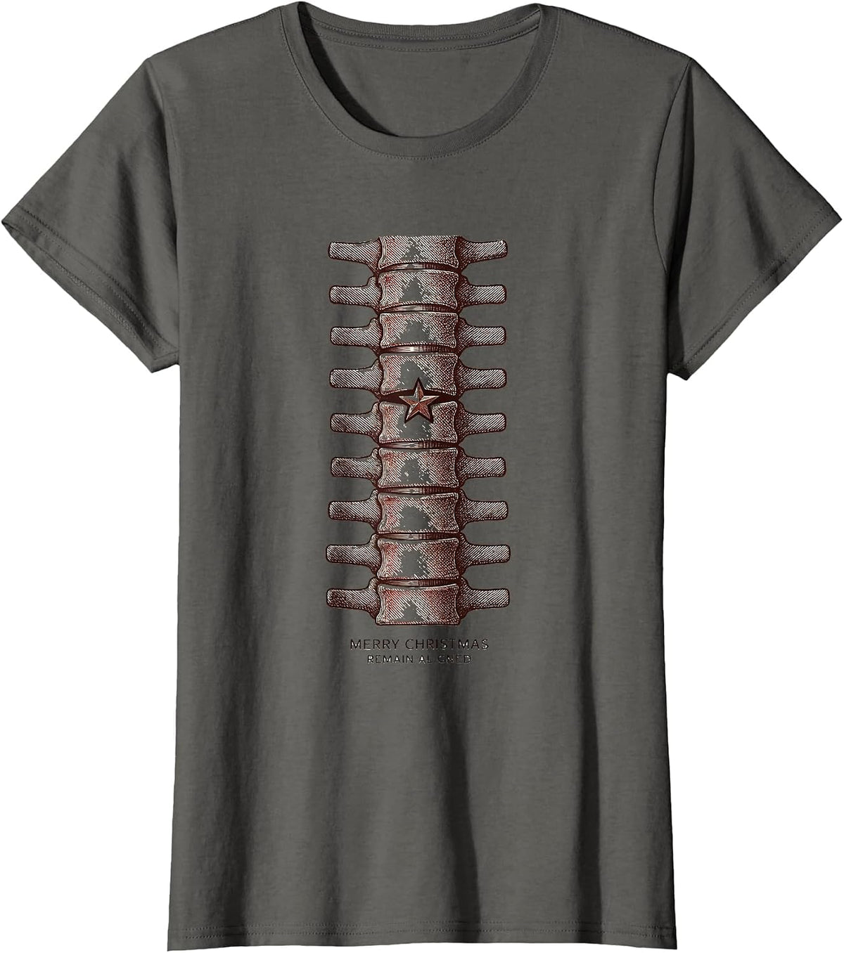 Women's Merry Christmas, Remain Aligned Funny Chiropractor T-Shirt - Asphalt Grey
