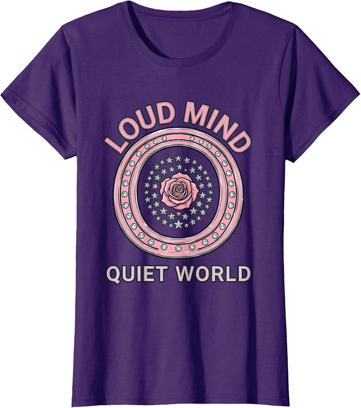 Women's Loud Mind Quiet World Autism Awareness Design T-Shirt - Purple