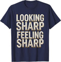 Looking Sharp Feeling Sharp Tuxedo Design T-Shirt - Navy Blue