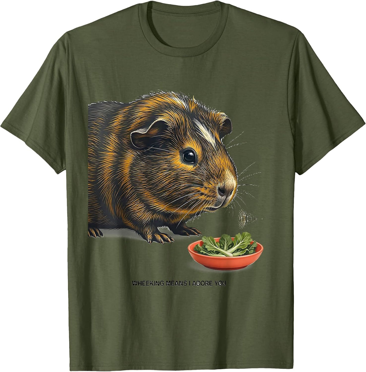 Men's Wheeking Means I Adore You Funny Guinea Pig Lover Cavy Owner T-Shirt - Olive Green