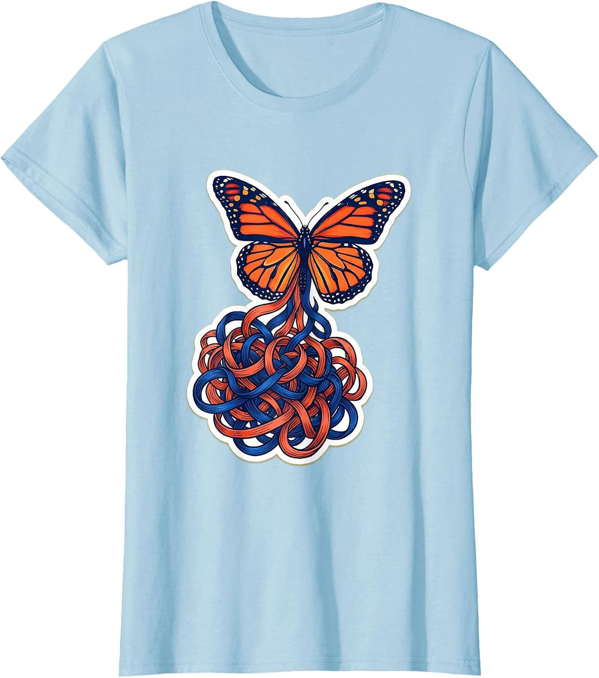 Dyslexia Tangled Letters Unraveling Butterflies T-Shirt - Baby Blue