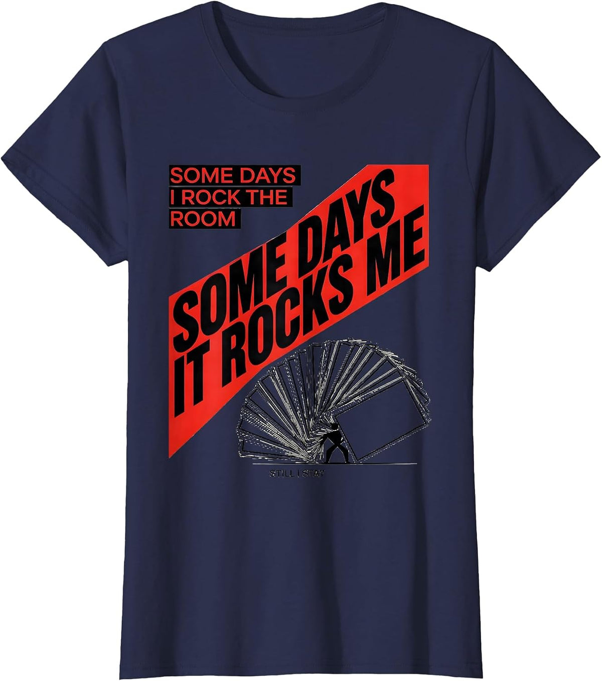 Women's Some Days I Rock The Room Rock On Sped Squad T-Shirt - Navy Blue