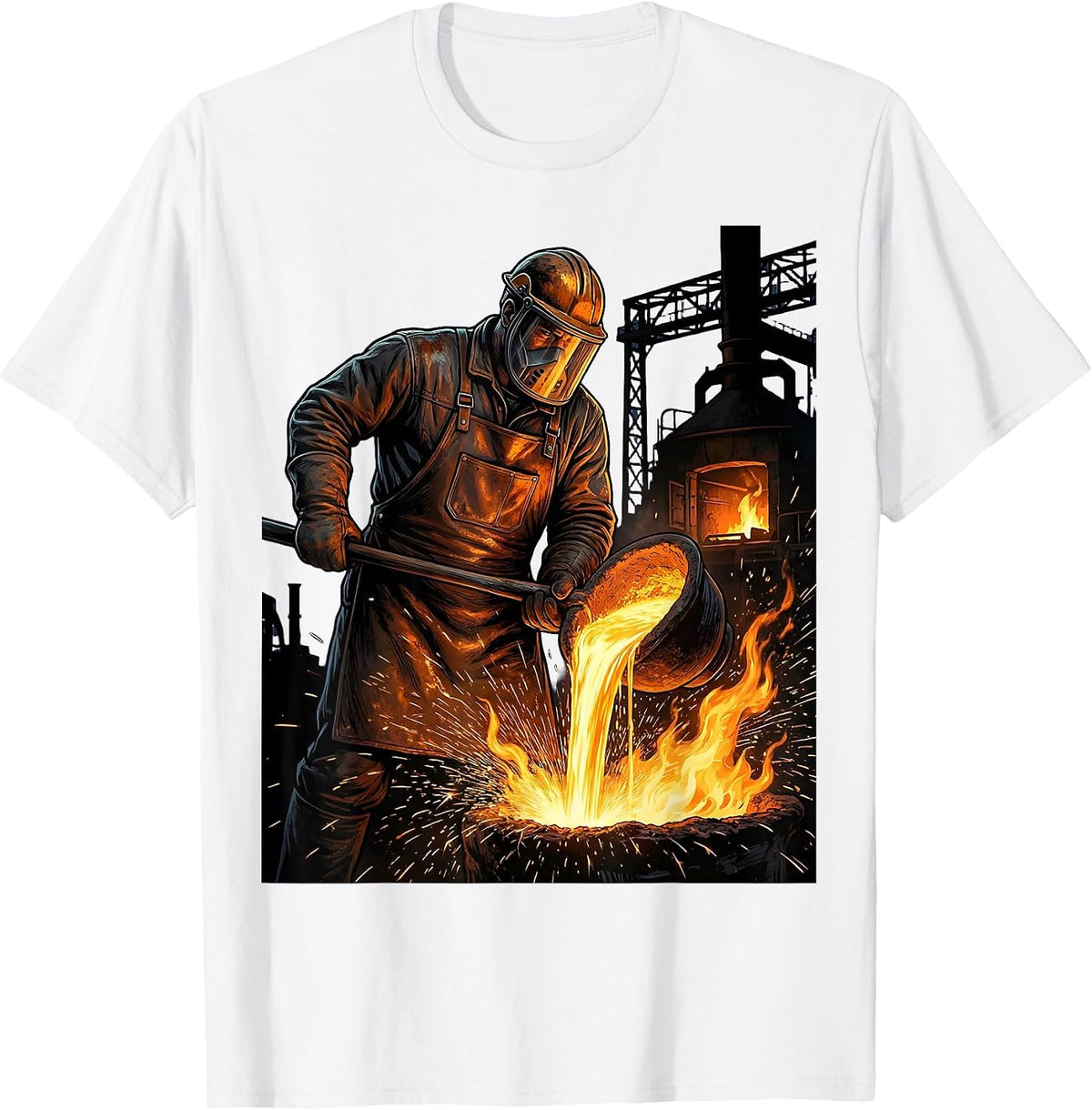 Men's Milwaukee Steelworker Molten Metal Foundry Graphic T-Shirt - White