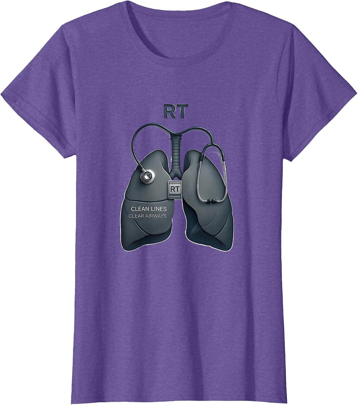 RT Clean Lines Clear Airways Minimalist Design T-Shirt - Purple Heather