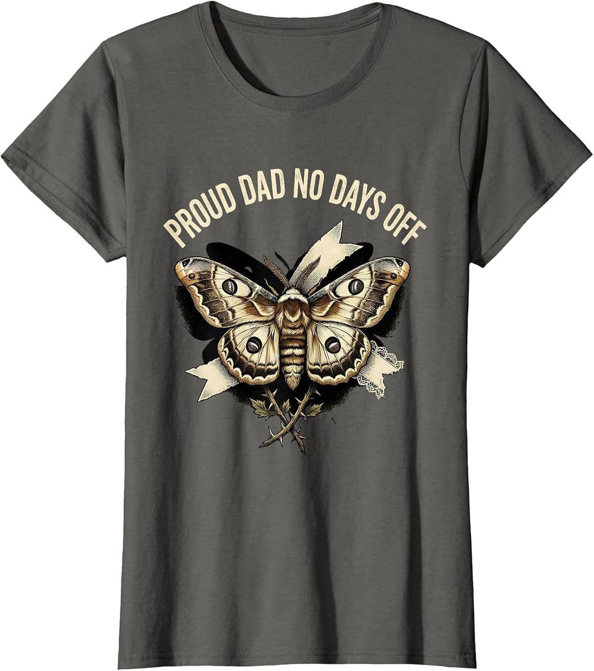 Women's Proud Dad No Days Off Fatherhood Design T-Shirt - Asphalt Grey