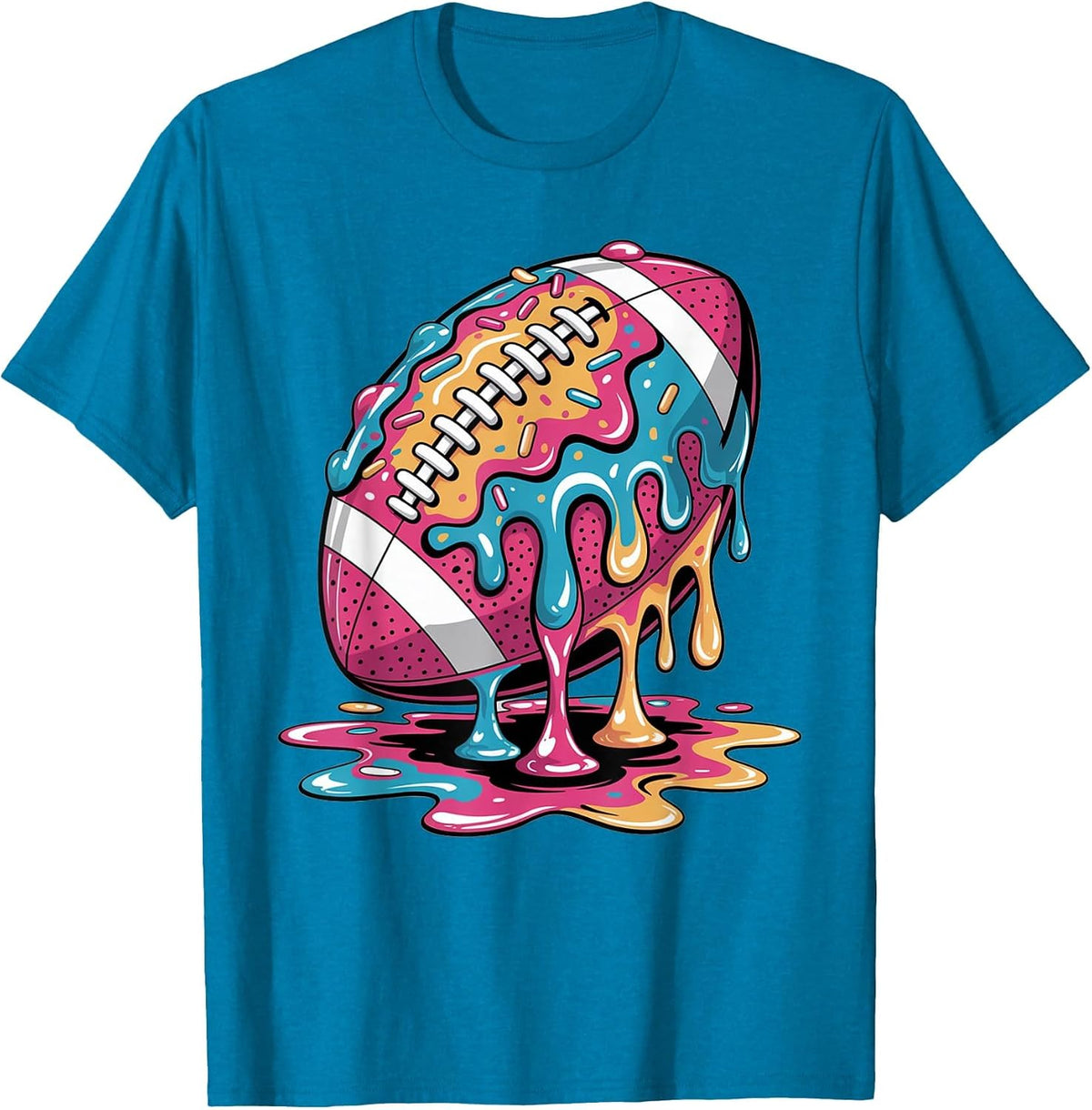 Ice Cream Drip Football Stuff QB RB Lineman WR Drip for Boys T-Shirt - Sapphire Blue