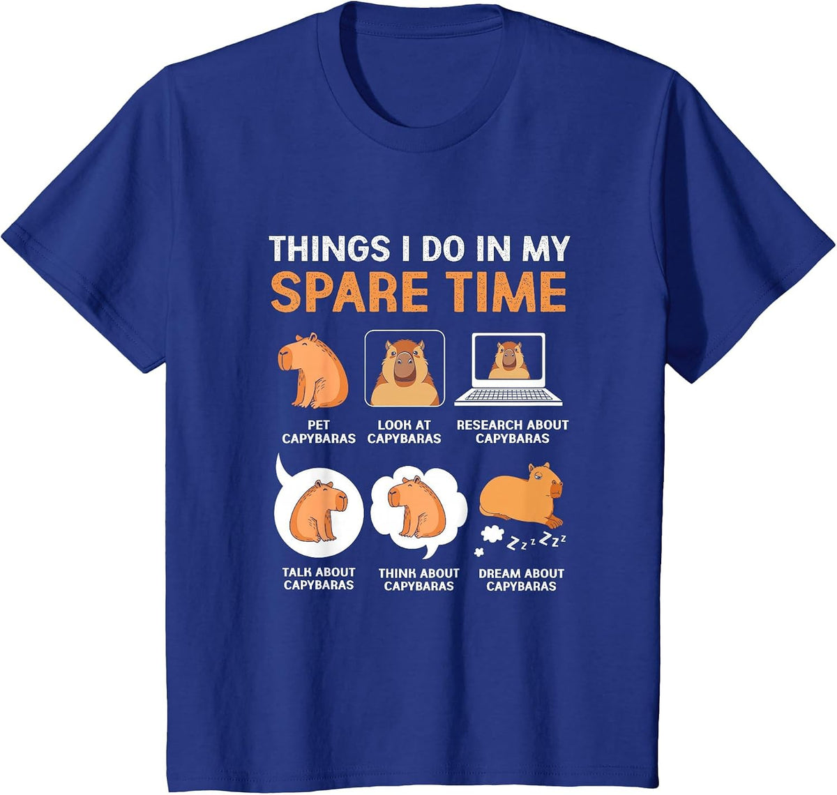 Capybara Lover Things I Do in My Spare Time T-Shirt - Royal Blue
