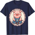 4 Cute Kawaii Pig Lover Halloween Costume Humor T-Shirt - Navy Blue
