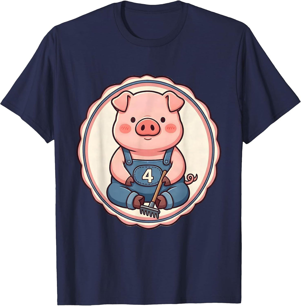 4 Cute Kawaii Pig Lover Halloween Costume Humor T-Shirt - Navy Blue