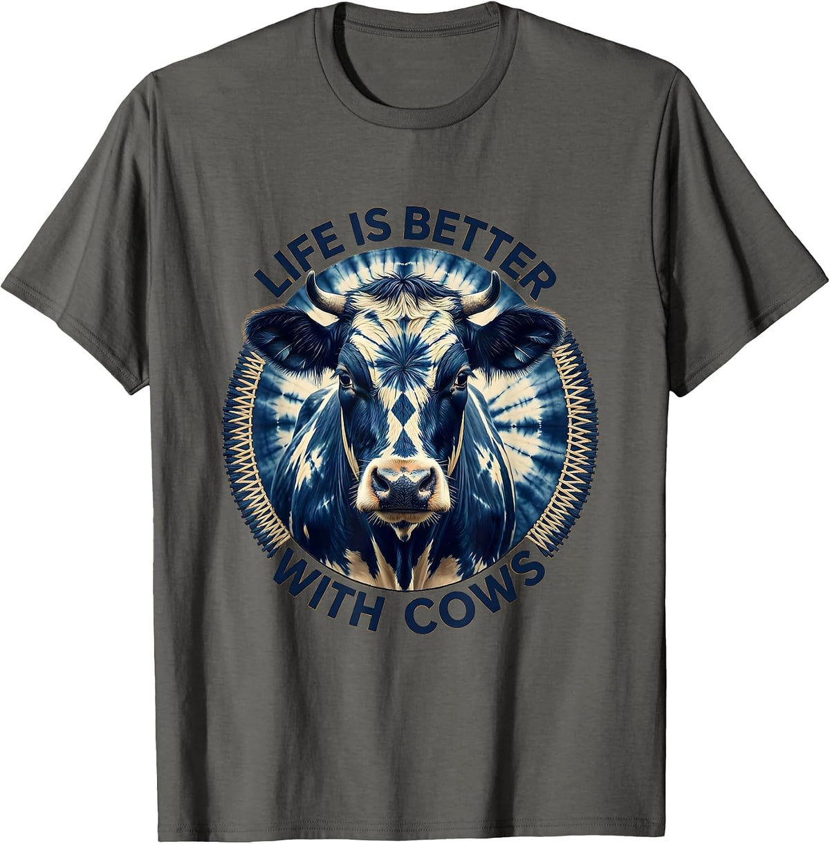 Men's Life Is Better With Cows Farmlife Design T-Shirt - Asphalt Grey