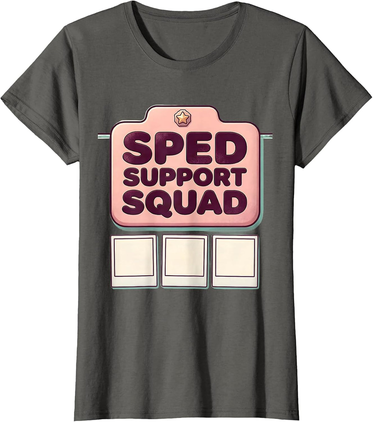 Women's SPED Support Squad Cute Kawaii Special Education Teacher T-Shirt - Asphalt Grey