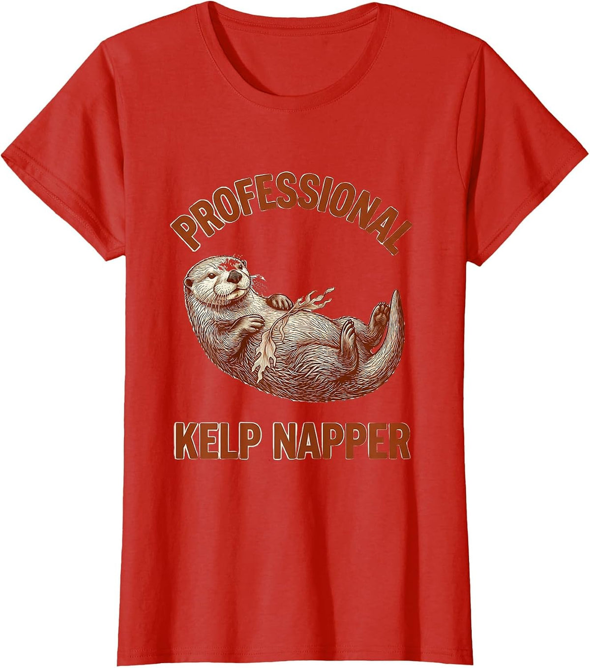 Professional Kelp Napper Sea Otter Design T-Shirt - Red