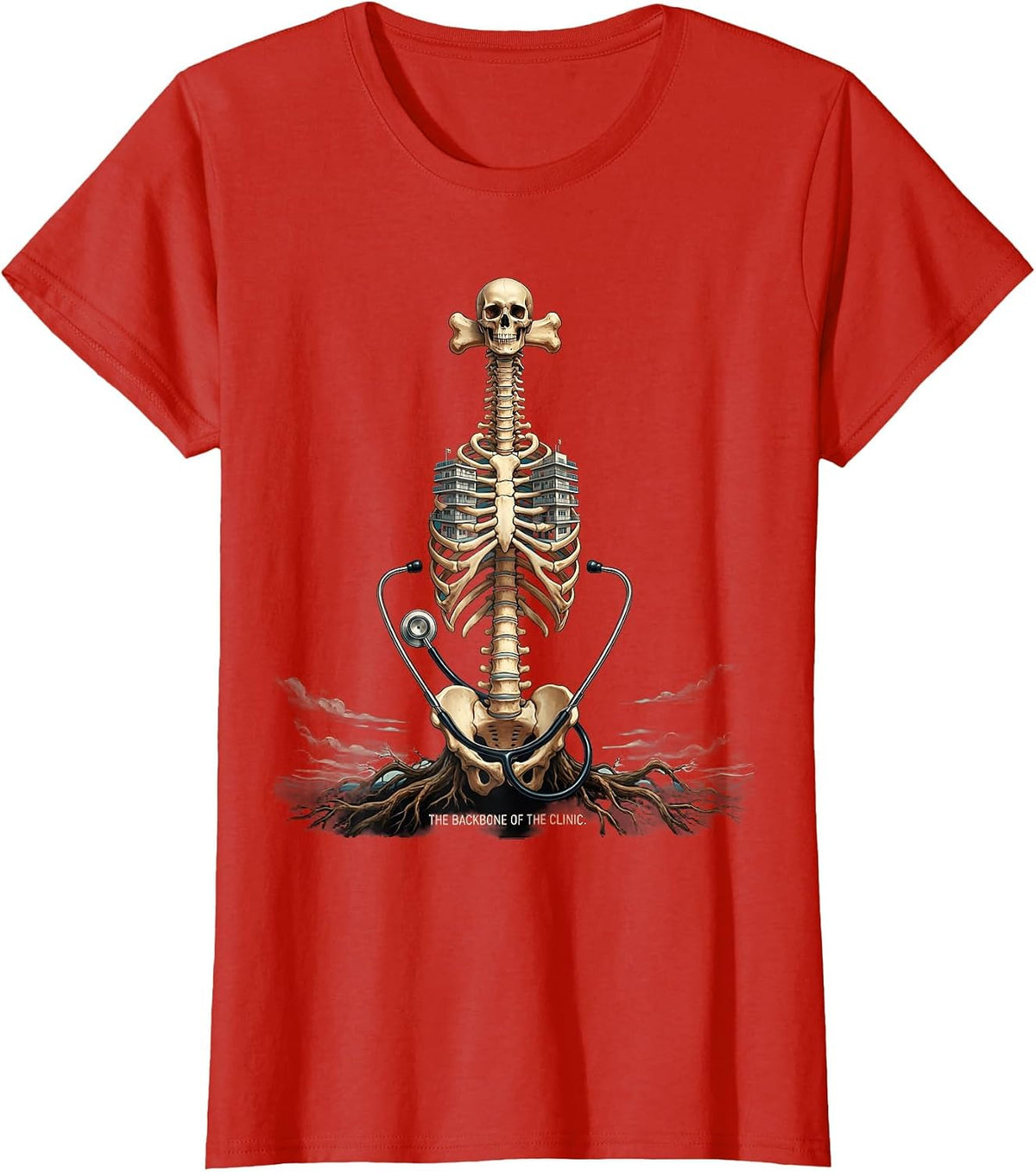 The Backbone of the Clinic Medical Assistant Design T-Shirt - Red