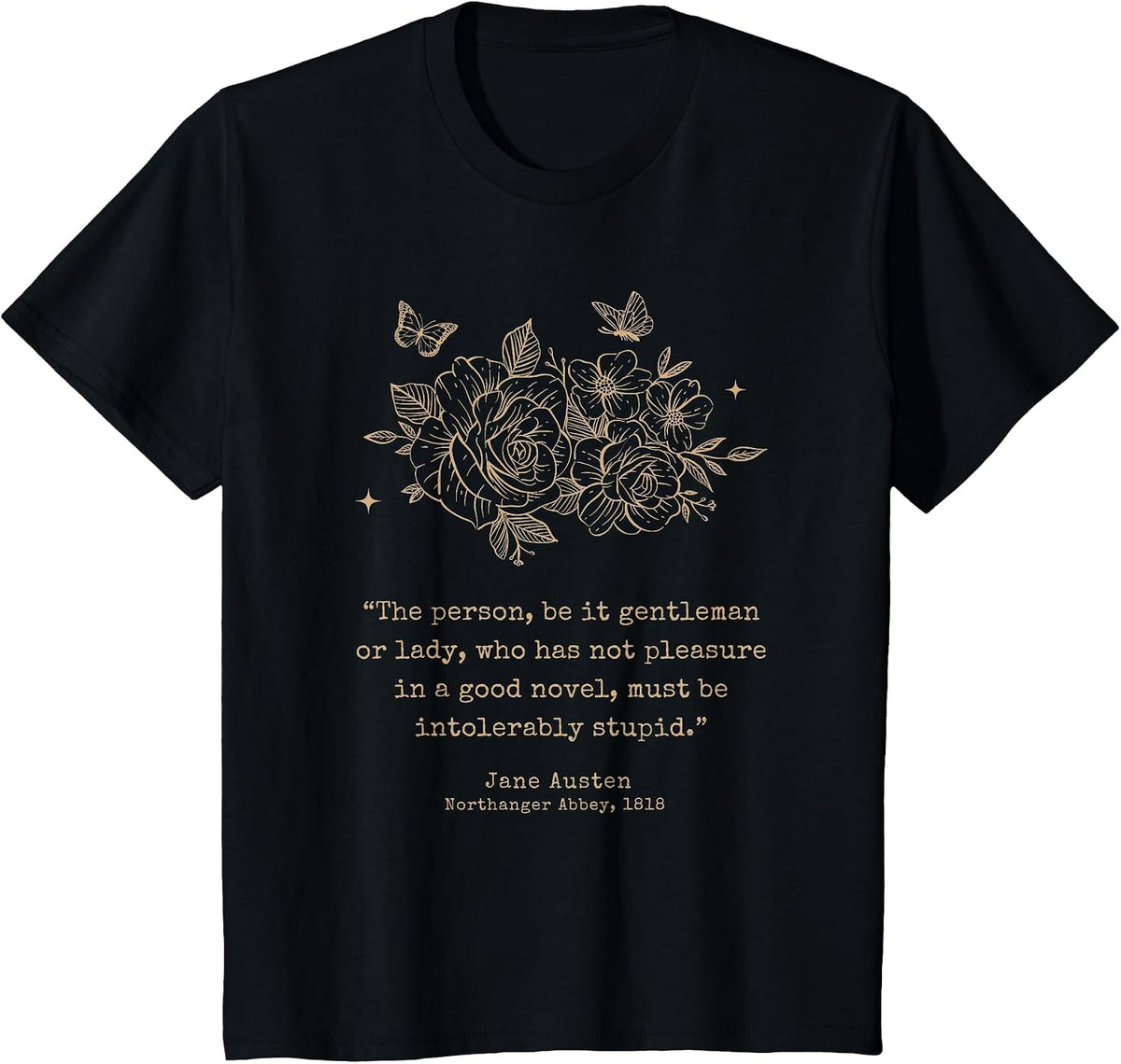 Jane Austen Dark Academia Bookish Bookworm Literary Novel T-Shirt - Black