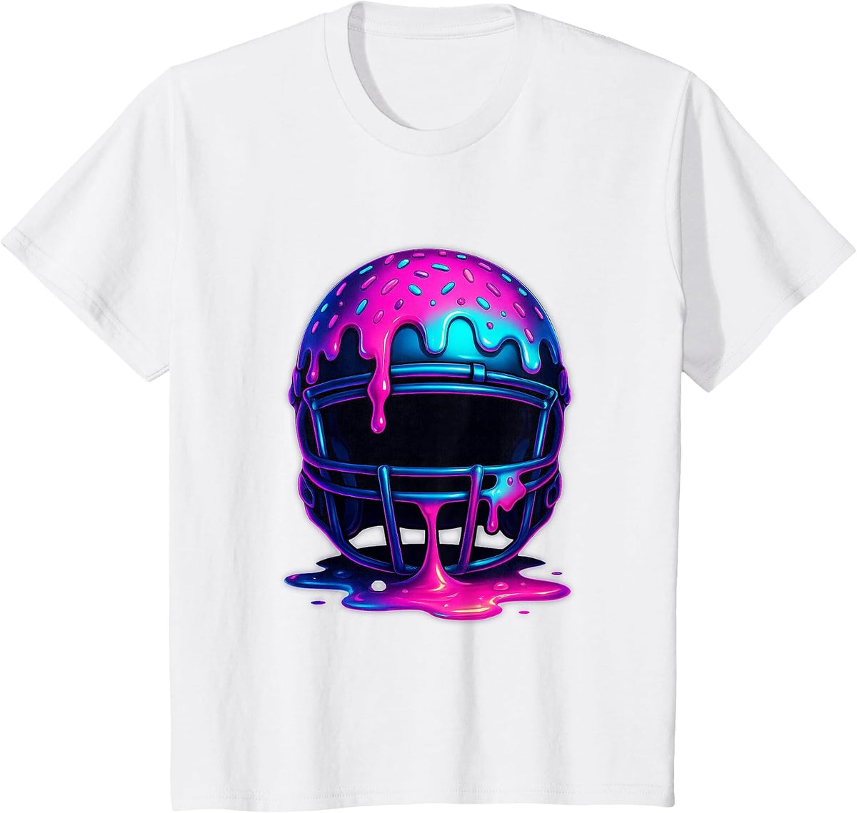 Football Drip Ice Cream Sprinkles for Lineman WR QB RB Men T-Shirt - White