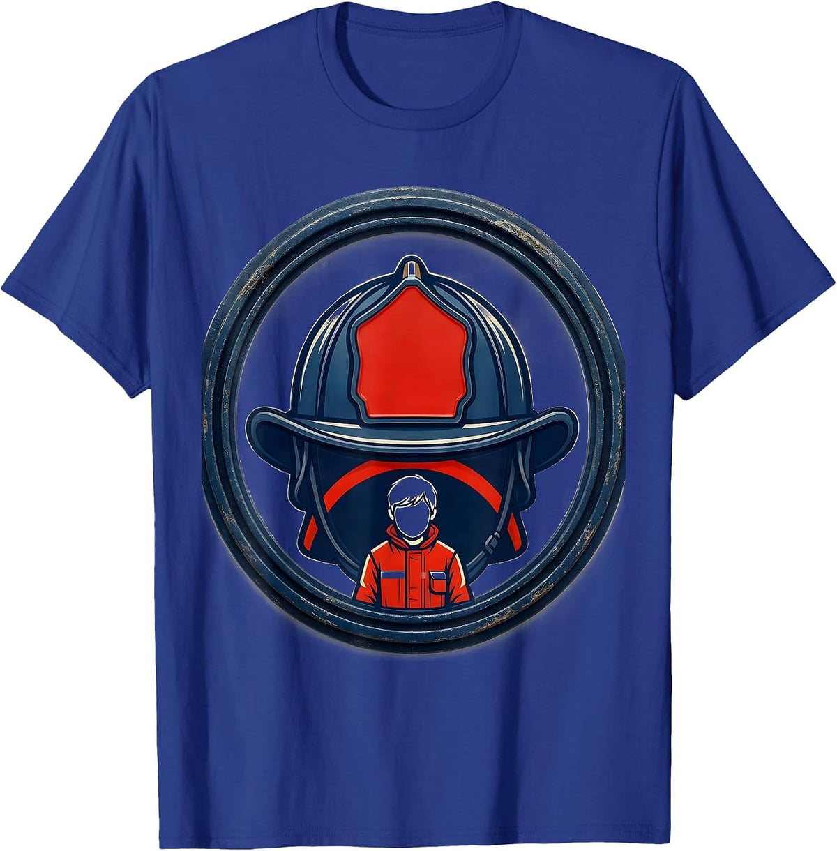 Firefighter Dad Helmet Badge Family Tribute T-Shirt - Royal Blue