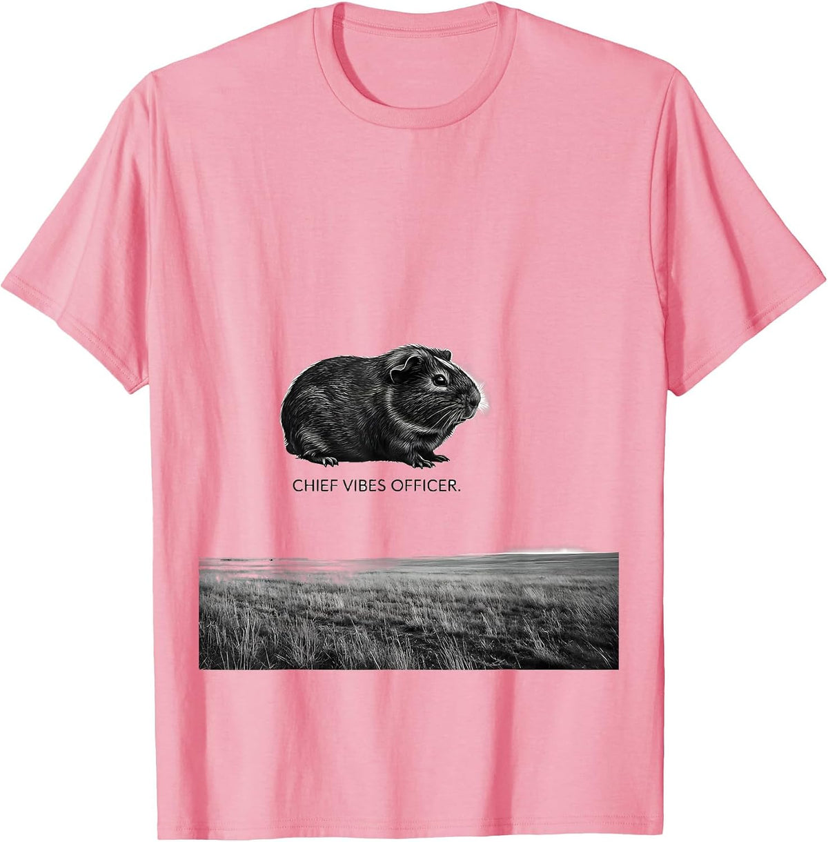 Men's Chief Vibes Officer Funny Guinea Pig Meme Bootleg Animal T-Shirt - Pink