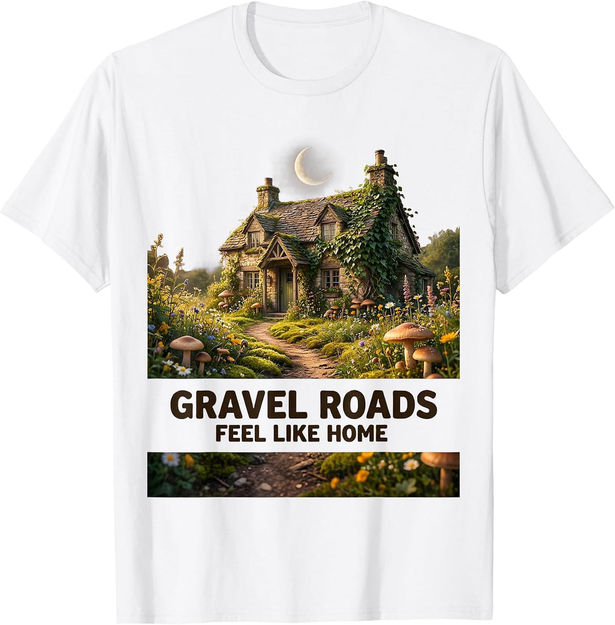 Men's Gravel Roads Feel Like Home Adventure Design T-Shirt - White
