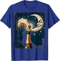 Champagne Popping Winking Moon Raunchy Night Out T-Shirt - Royal Blue